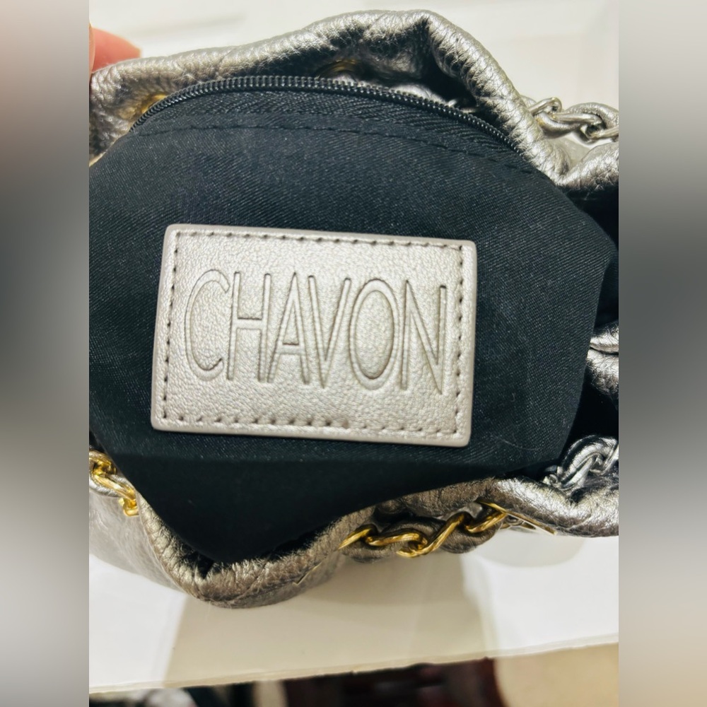 Quilted Metallic Silver Drawstring Backpack - Picture 8 of 10